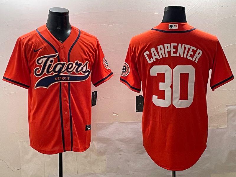 Men Detroit Tigers #30 Carpenter Orange Jointly Name 2025 Nike MLB Jersey style 1->houston astros->MLB Jersey